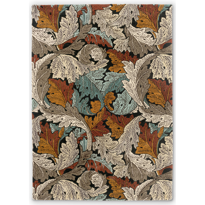Morris Hand Tufted Floral Area Rug in Beige, Rectangle 4'7" x 6'7"