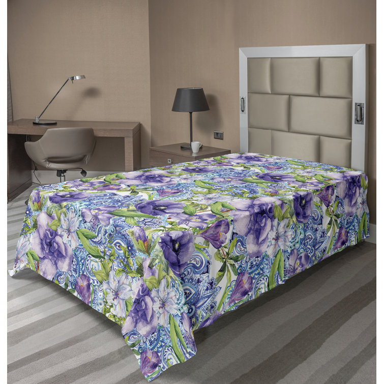 Drap plat à motif floral bohème Ambesonne