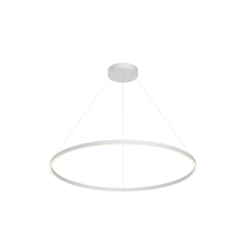 Luminaire suspendu unique à 1 lumière Cerchio, Blanc, H 123,25 po x l 47,25 po x P 47,25 po