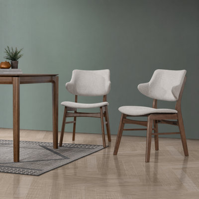 Capri Modern Upholstered Solid Wood Dining Chair (Set of 2)