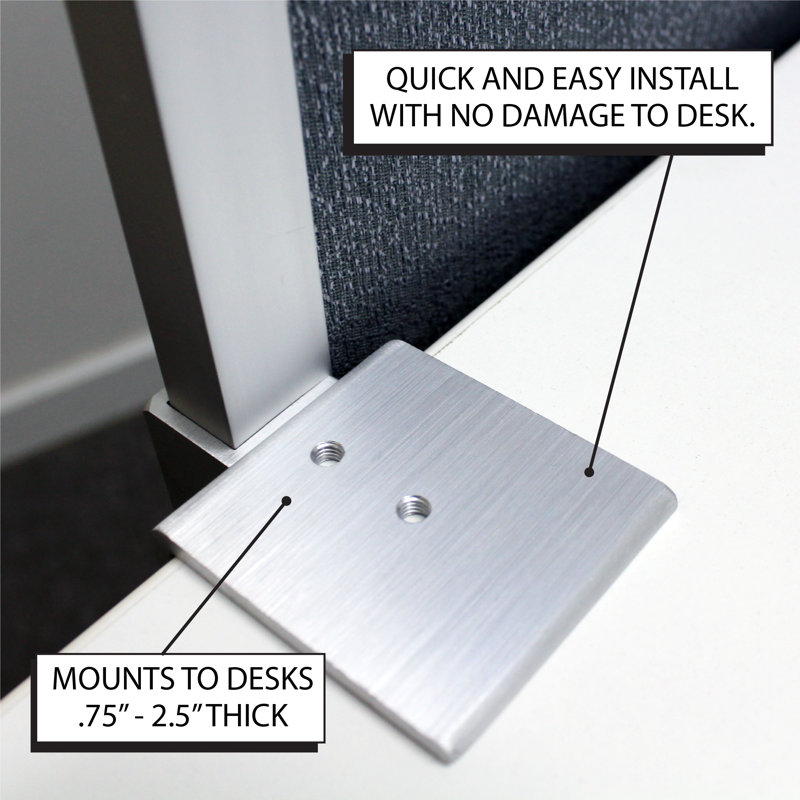 Acoustical Split Screen Privacy Panel, 30" H x 48" W x 0.63" D, Graphite, Aluminum