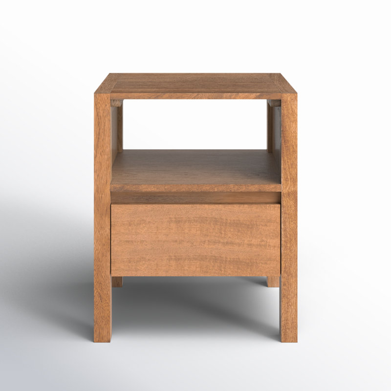 Varick Oslo 1-Drawer Solid Wood Nightstand, Mid Tone Honey