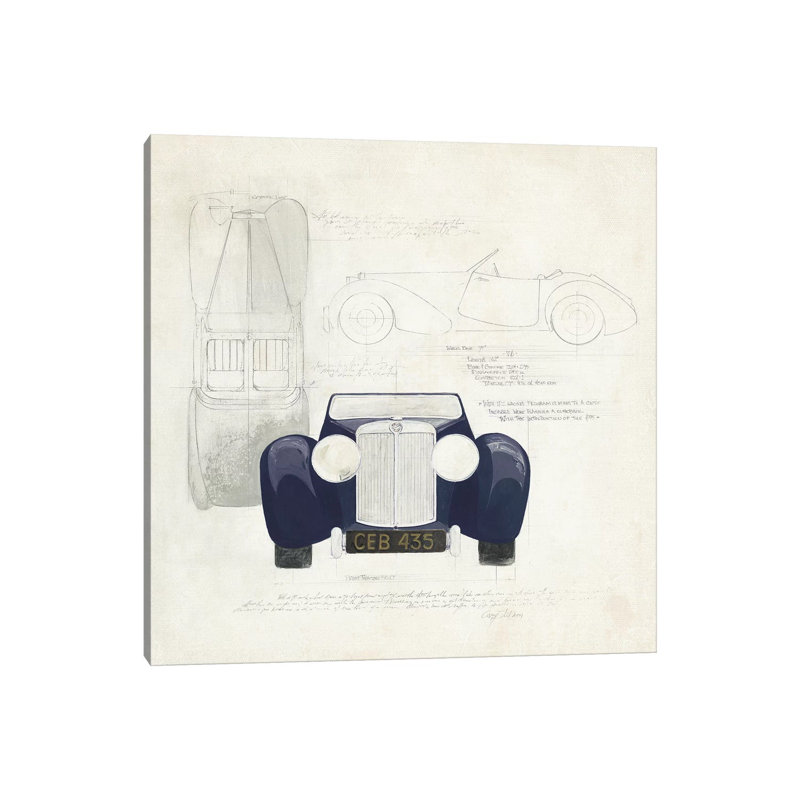 Roadster II Blue Car by Avery Tillmon - Wrapped Canvas Print, 93.98cm H x 93.98cm W