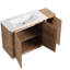 Meuble-lavabo autoportant de 52 po avec lavabo en céramique blanc, 1 petite armoire de rangement, porte à fermeture douce, style chêne imitation, contreplaqué emballé Kd, idéal pour un lavabo lisse et facile à nettoyer