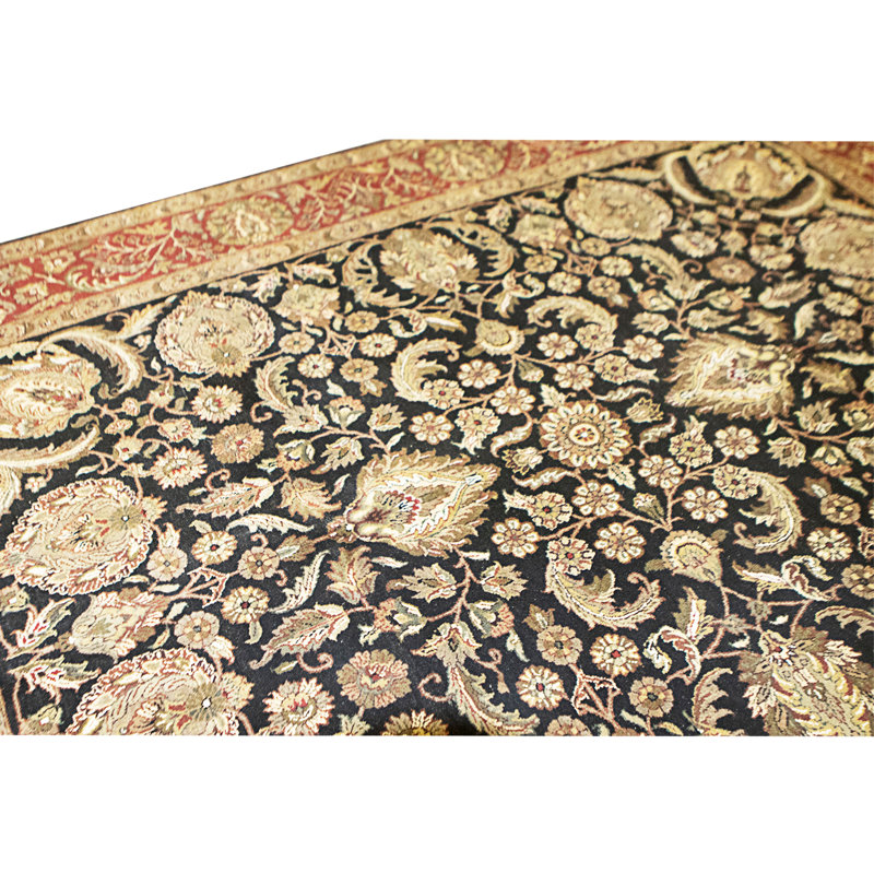 Tapis noir et rouge de haute qualité, noué à la main
