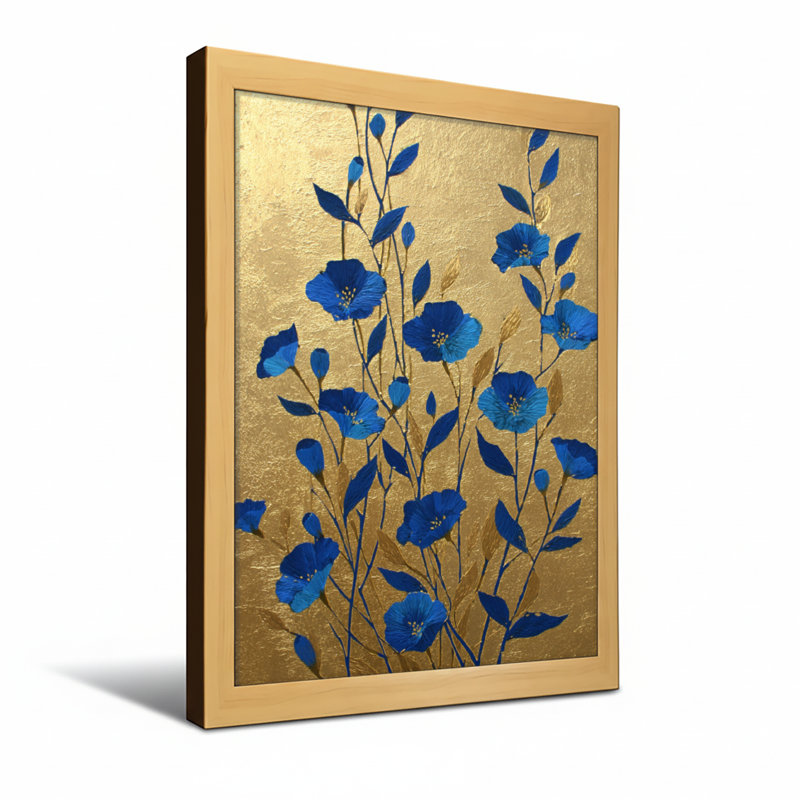 Plantes et fleurs sur fond imprimé, H 30 po x l 20 po, Toile tendue, Ne s’applique pas