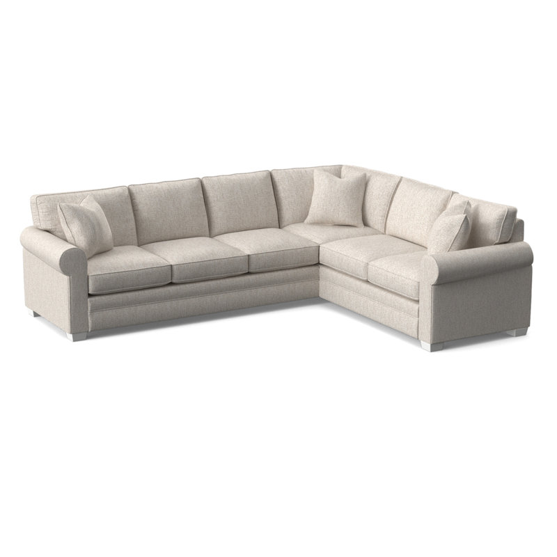 Bedford Upholstered L-Sectional, Frost White Finish, Snow Crypton Performance; 0884-91, Right Hand Facing