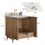 de salle de bain en bois massif de 3 pouces avec lavabo, finition café clair, style moderne autoportant pour des salles de bain élégantes