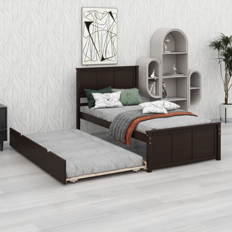 Lit plateforme avec lit gigogne, Espresso