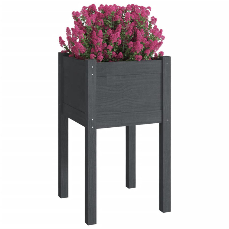 Alasha Wood Planter Box, Grey, 70cm H x 40cm W x 40cm D