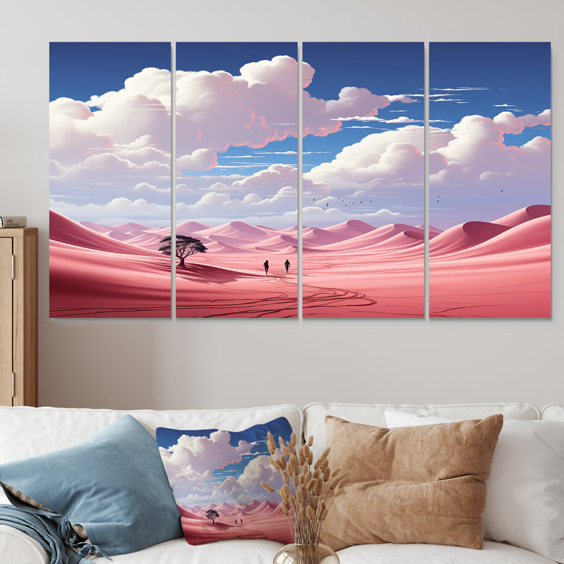 Désert du désert au crépuscule désertique - paysages spatiaux 4 pièces, H 28 po x l 48 po
