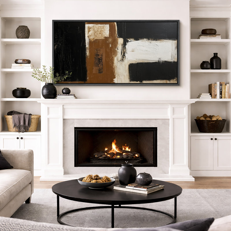 Impression abstraite sur toile abstraite moderne, H 30 po x l 60 po, Noir