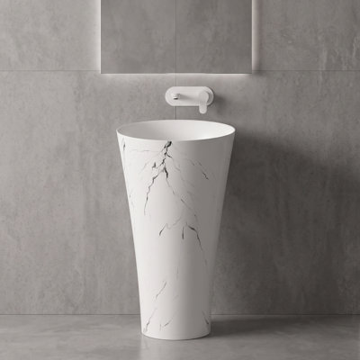 20'' Freestanding Solid Surface Pedestal Bathroom Sink