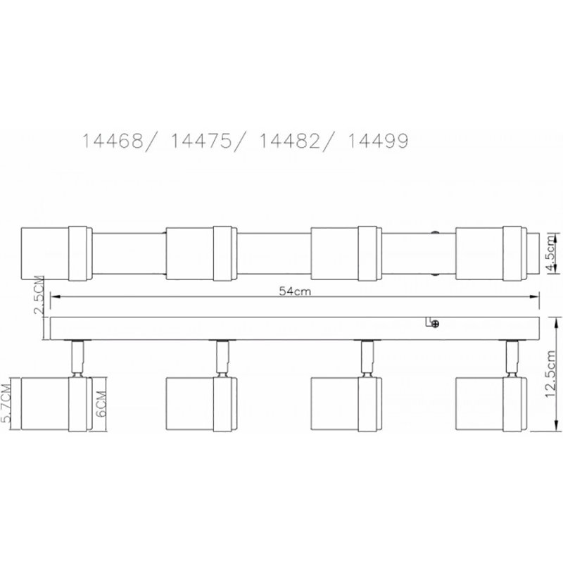 Culebra 54cm 4 -Light Track Kit, Chrome
