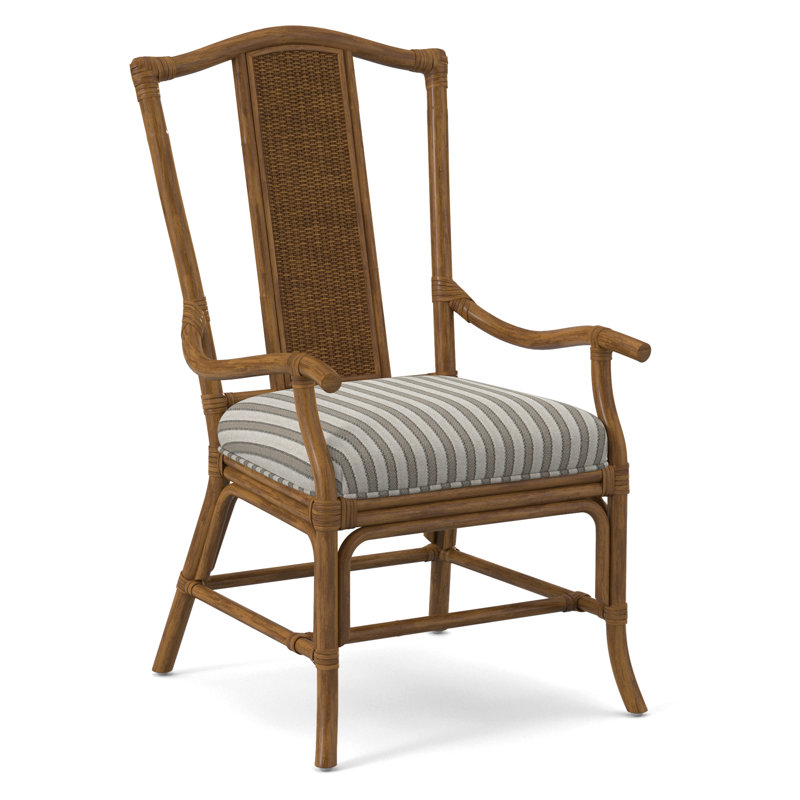 Drury Lane Slat Back Dining Arm Chair, Havana, Eggshell Crypton Performance; 0884-93
