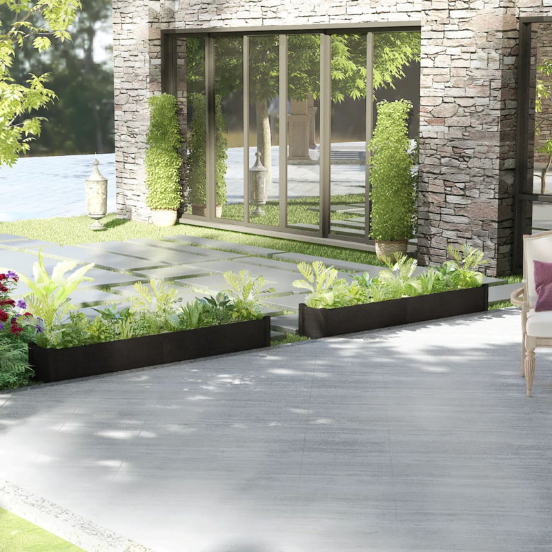 Boîte à fleurs en bois pour l'extérieur, H 12,2 po x l 78,7 po x P 12,2 po, Noir