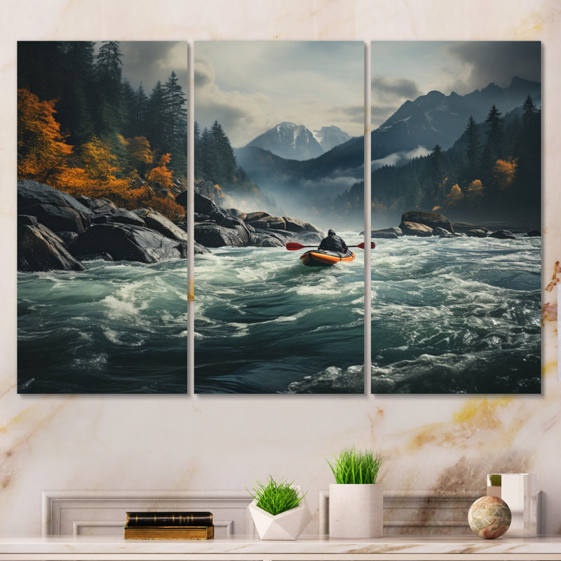 River Reflections II sur toile, 3 pièces, H 32 po x l 48 po x P 1 po