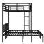 Black Metal Twin Over & Queen Bunk Bed Space - Saving Detachable With Protective Guardrails And For Quick Safe Access Climbing