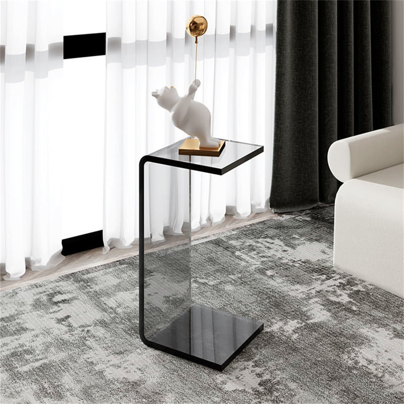 Bassheva Frame End Table with Storage, Smoke Grey, 25.59" H x 11.81" W x 11.81" D