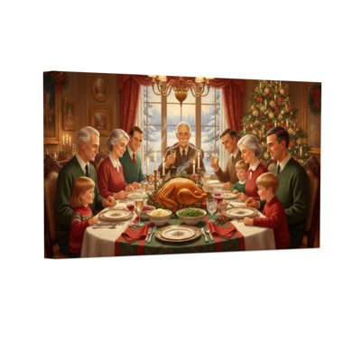 Christmas Family Gathering Around Christmas Dinner Table