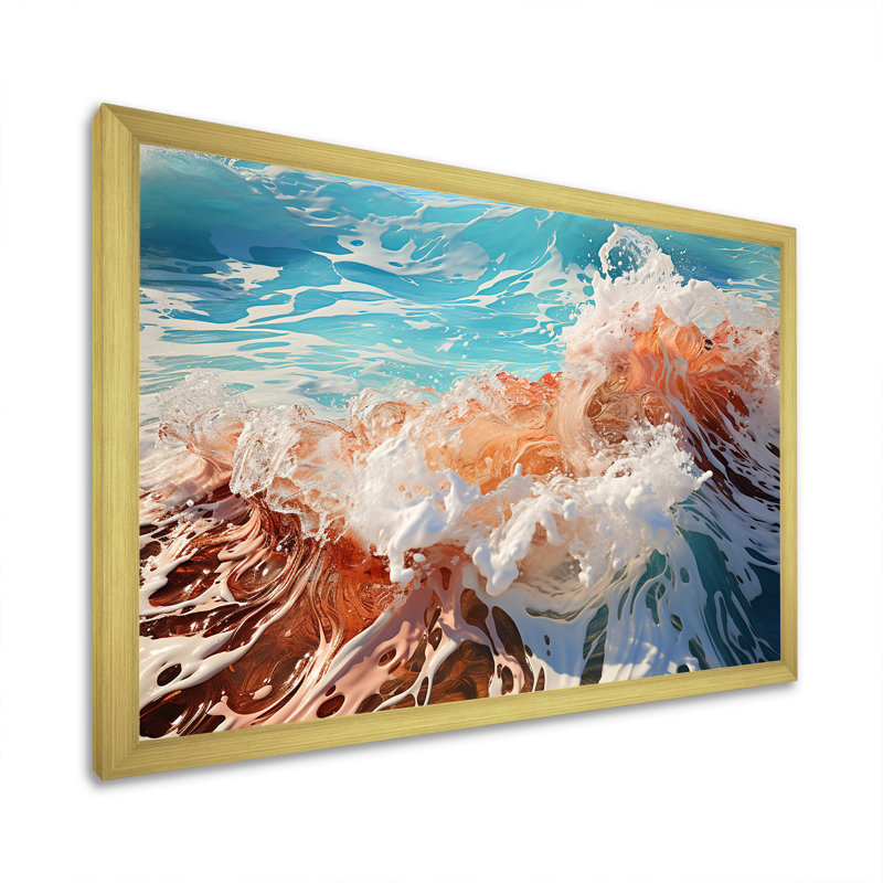«Beach Waves Fusion», reproduction sur toile, H 16 po x l 32 po x P 1 po, Encadrement doré