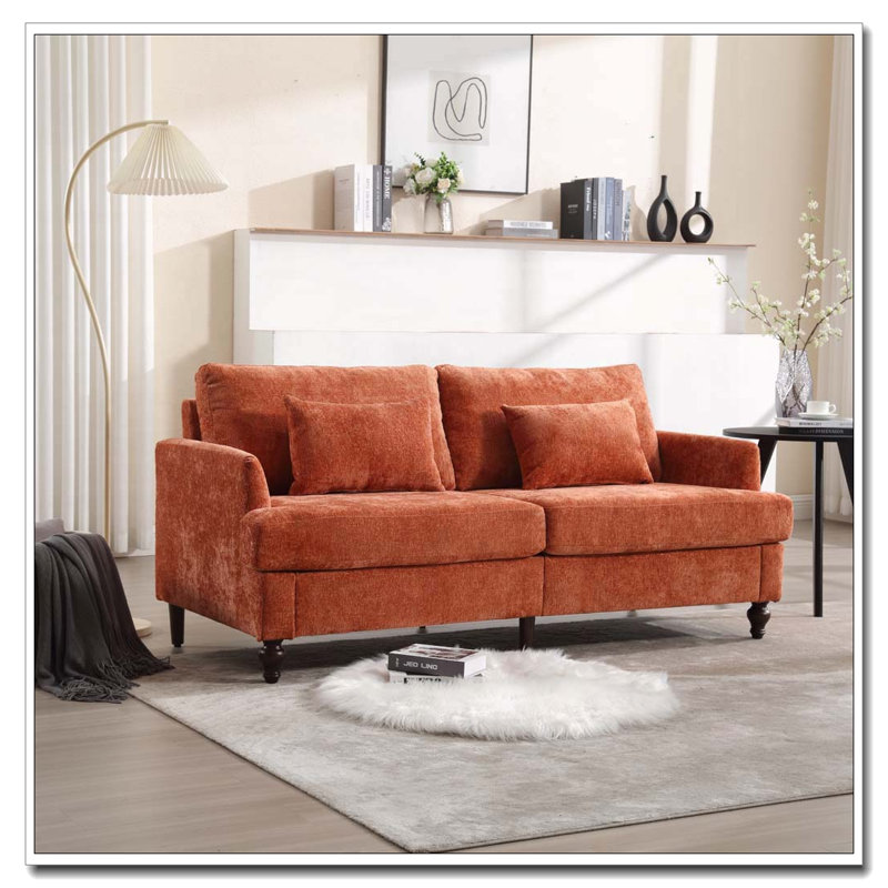 Canapé-lit en chenille moderne, Orange foncé