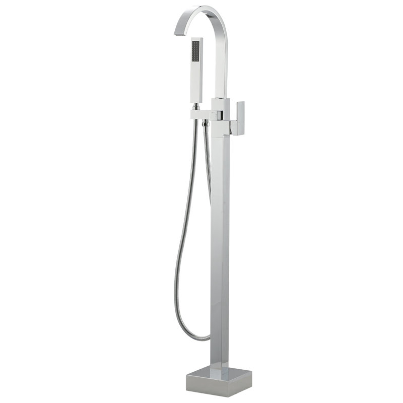 1 Handle Bathroom Freestanding Tub Filler with Diverter, Polished Chrome