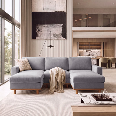 Milsap 93.3" Modern 5 Seat Upholstered U Shape Sectional Sofa With 2 Ottomans