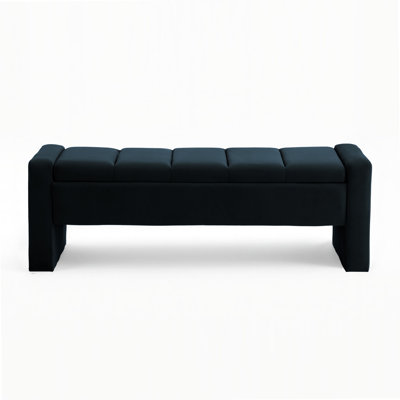 Banc de rangement de 55 po pour la chambre à coucher, banc de capitonnage moderne pour lit très grand, banc de repose-pieds long rembourré pour le salon / vestibule