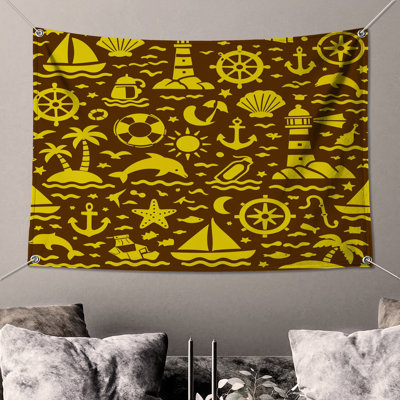 Tapisserie murale jaune nautique - décoration murale nautique