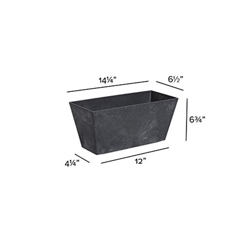 Pente Planter Box, Black, 7" H x 14.5" W x 7" D