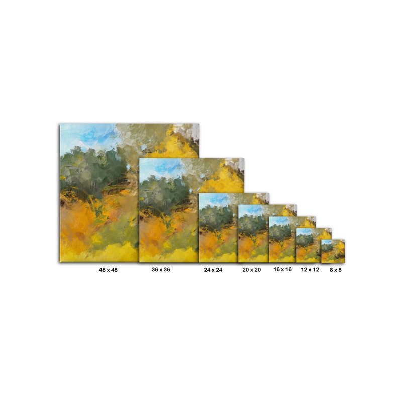 Forêt d'automne - peinture sur toile tendue, H 8 po x l 8 po x P 0,75 po