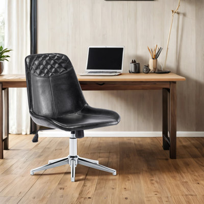  Chaise de bureau pivotante en cuir à hauteur réglable de 23 po de largeur avec dossier matelassé