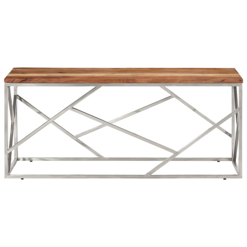Lorenzina Frame Single Coffee Table, Wood, Silver and Light Brown
