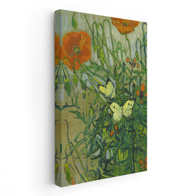 Papillons et coquelicots, 1890, reproduction d'art sur toile