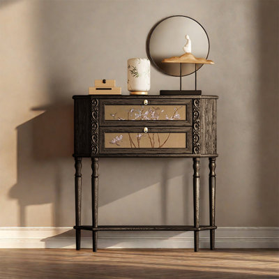 Two Drawer Solid Wood Storage Cabinet