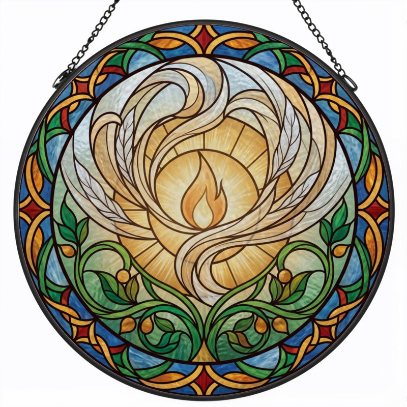 Panneau de vitrail Celtic Flame, H 7,8 po