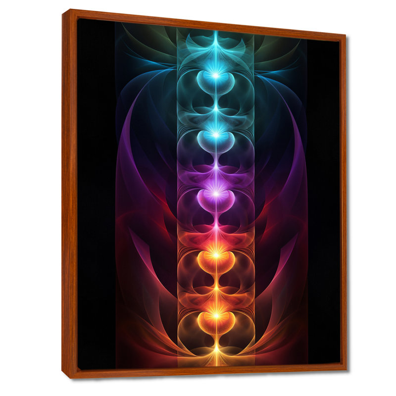Chakra, premier mouvement méditation - art mural géométrique, H 20 po x l 12 po x P 1 po, Toile avec cadre flottant brun