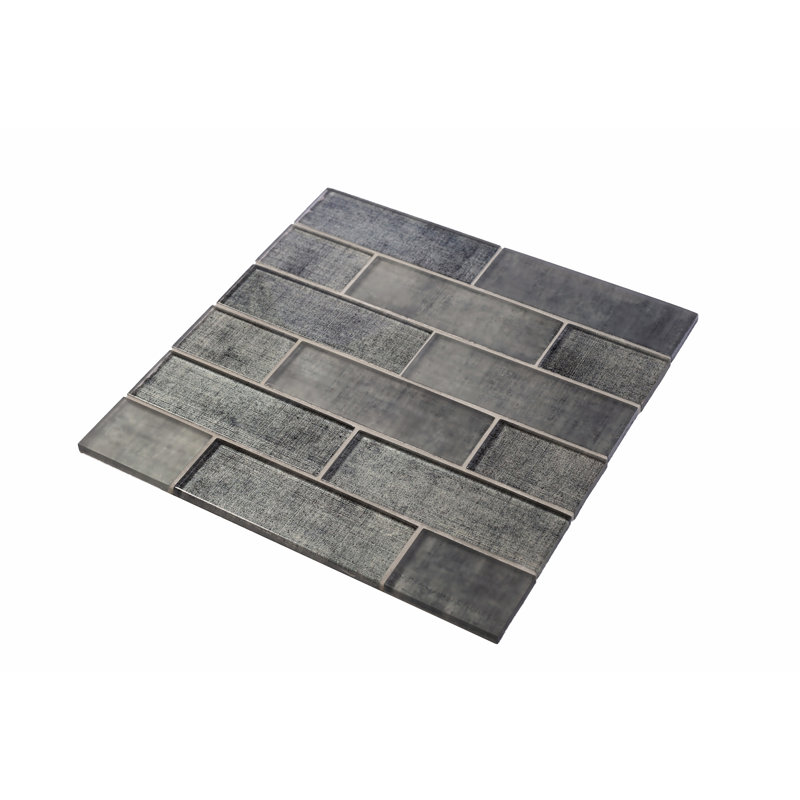 1.9" x 5.9" Glass Subway Mosaic Wall & Floor Tile, Gray Fabric