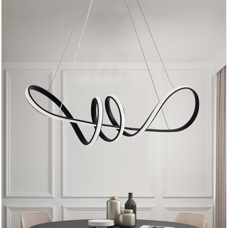 Luminaire suspendu linéaire moderne audacieux à 1 lumière Audran, Noir
