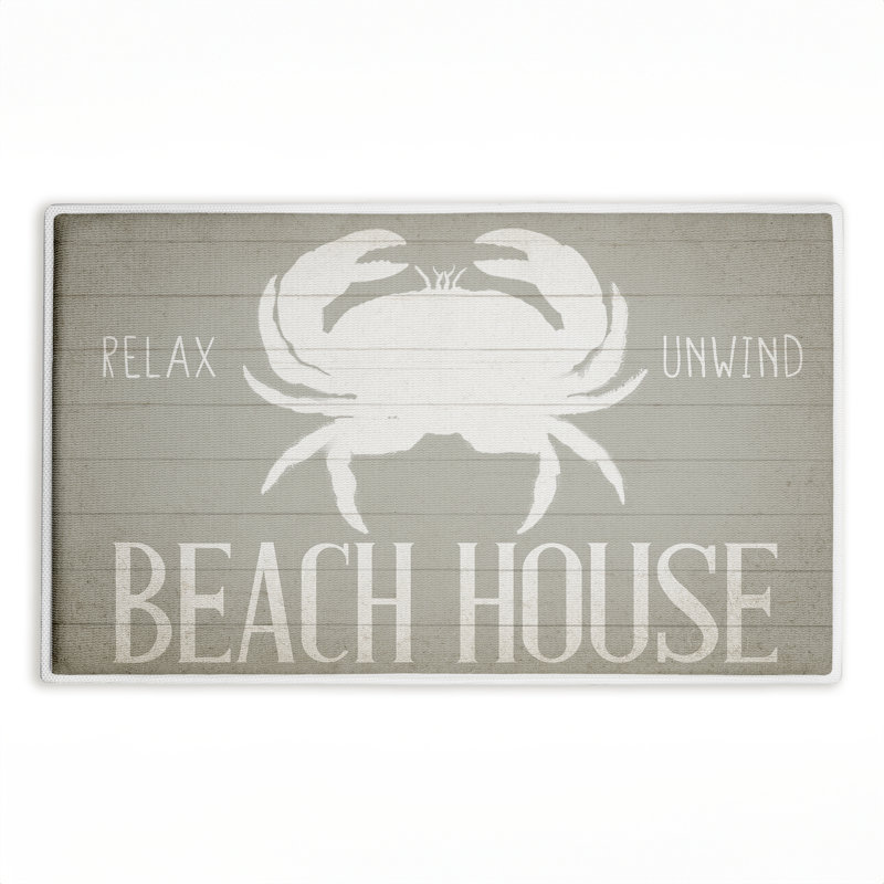 Tapis de bain en peluche et tapis de bain Relax Unwind Patriotic Beach House, design par Kim Allen, 18 po x 30 po