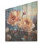 «Beige Roses Open Out - Flower Field», art mural sur bois de pin naturel-1204683237