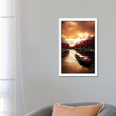 Red Leaves In Amsterdam by Enzo Romano - Floater Frame Print on Canvas