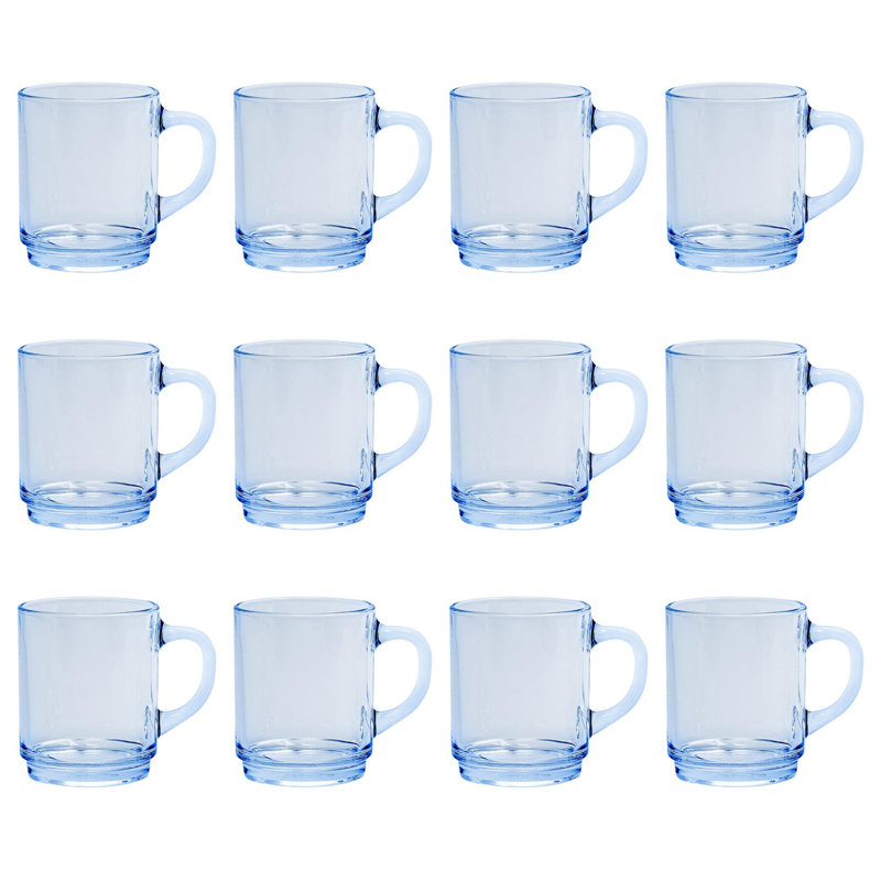 Duralex Versailles Glass Coffee Mugs - 260ml - Pink, Blue