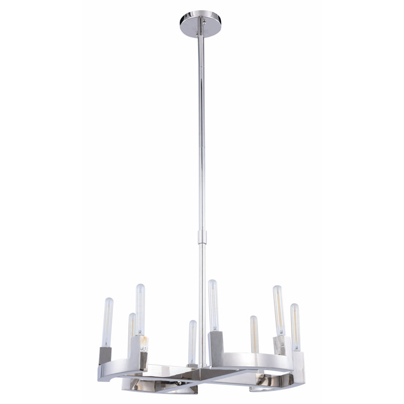 Donnell 8 - Light Dimmable Geometric Chandelier, 51" H x 26" W x 26" D, Polished Nickel