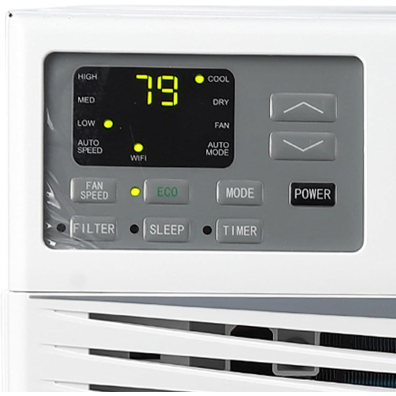 Climatiseur de fenêtre intelligent 8 000 BTU avec Wi-Fi, refroidit 350 pieds carrés, fonctionnement silencieux, mode économique, 3 vitesses de ventilateur, télécommande et contrôle d'application, réfrigérant R32, blanc