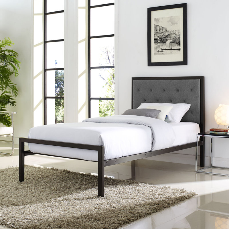 Modway Mia Fabric Bed, Twin, Gray