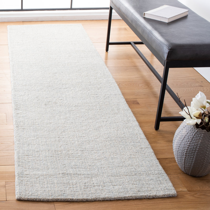 Brandais Natural Fiber Hand Loomed Jute/Cotton Rug in Light Blue, Runner 2'3" x 8'