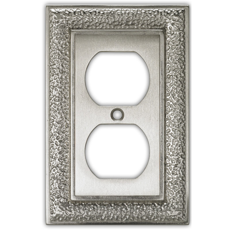 Hammered 2-Gang Duplex Outlet Wall Plate, Silver