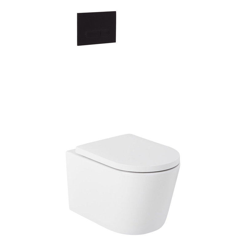 Arnelle Dual Flush Wall Mounted One Piece Elongated Chair Height Toilet with Actuator Plate Flush, Matte Black